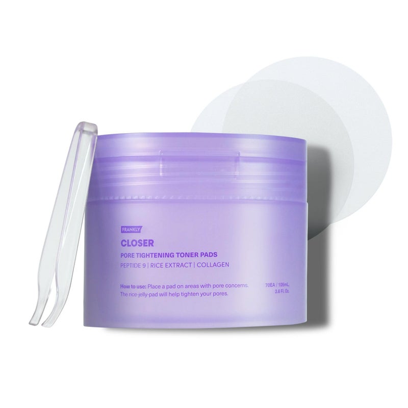 FRANKLY Pore Closer Toner Pads l Rice Jelly Pads with 9 Peptides Vegan Collagen Rice Extract l Pore Minimizer l Hydrating for All Skin Types l Korean Skin Care